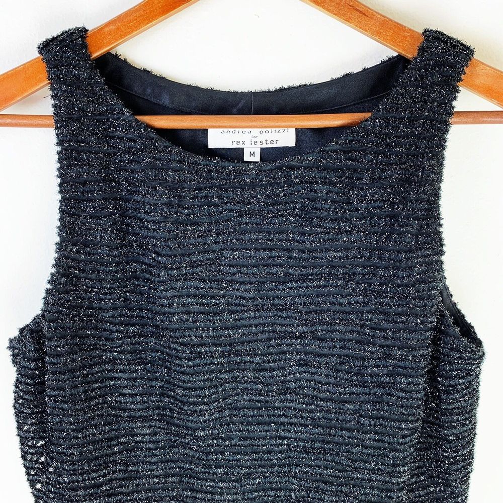 Andrea Polizzi Rex Lester Formal Sleeveless Top Medium Cocktail Metallic Black M - Picture 2 of 5